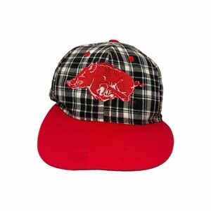 Arkansas Razorbacks Hat Cap Snap Back Kids One Size Red Plaid NCAA Football